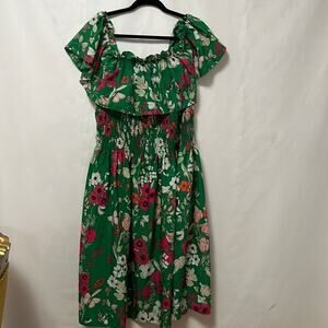 ELIZA J FRENCH GARGEN PALM GREEN OFF THE‎ SHOULDER DRESS SIZE 18 W